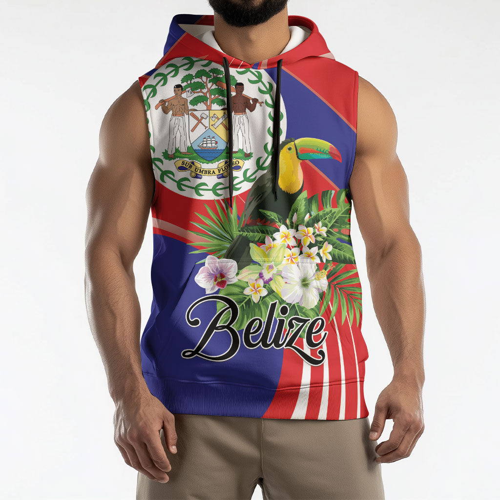 Personalized Belize Toucan Tropical Sleeveless Hoodie Happy Independence Day