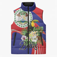 Personalized Belize Toucan Tropical Sleeveless Puffer Jacket Happy Independence Day