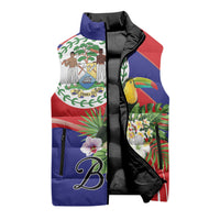 Personalized Belize Toucan Tropical Sleeveless Puffer Jacket Happy Independence Day
