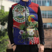 Personalized Belize Toucan Tropical Sleeveless Puffer Jacket Happy Independence Day