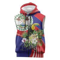 Personalized Belize Toucan Tropical Sleeveless Zip Hoodie Happy Independence Day