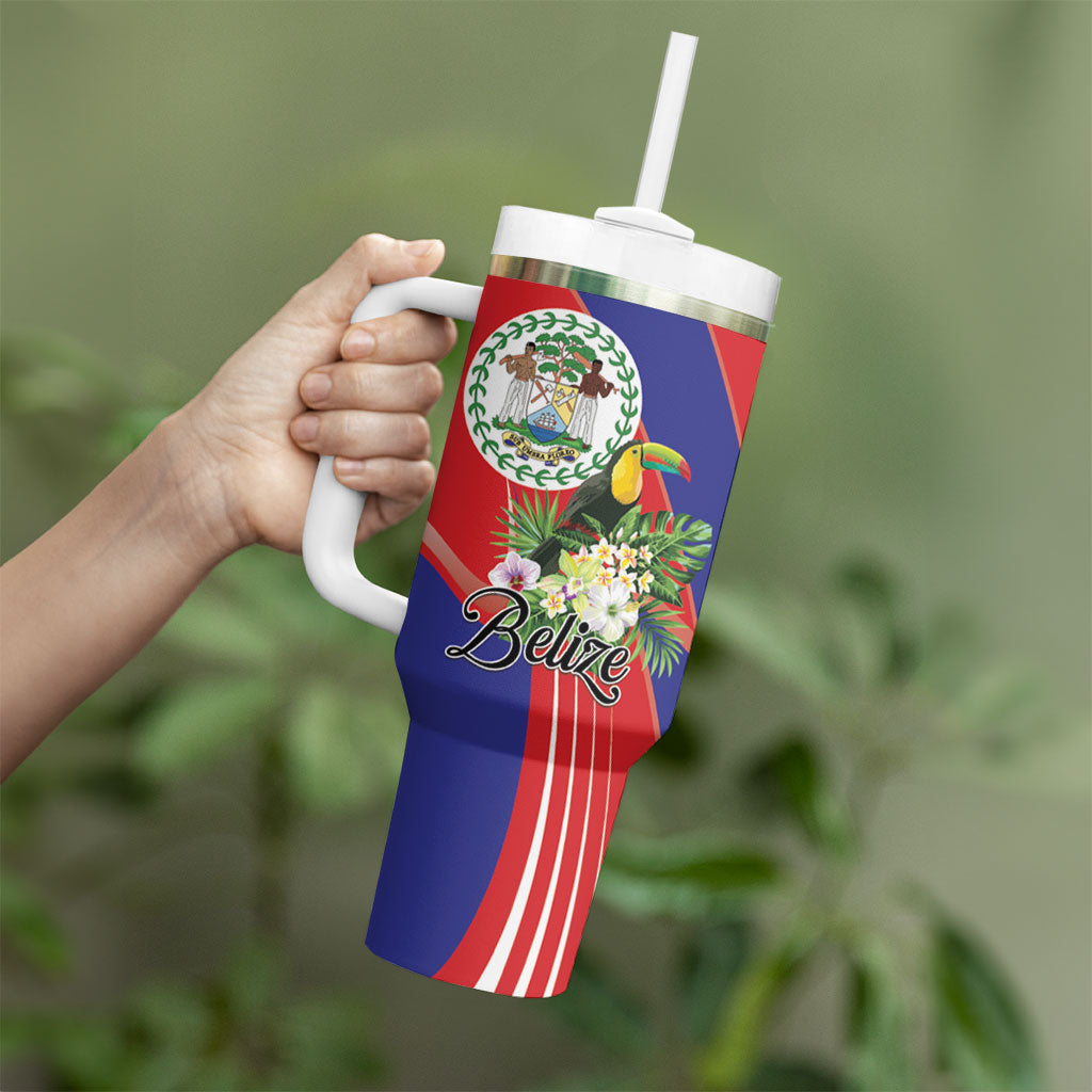 Personalized Belize Toucan Tropical Tumbler With Handle Happy Independence Day