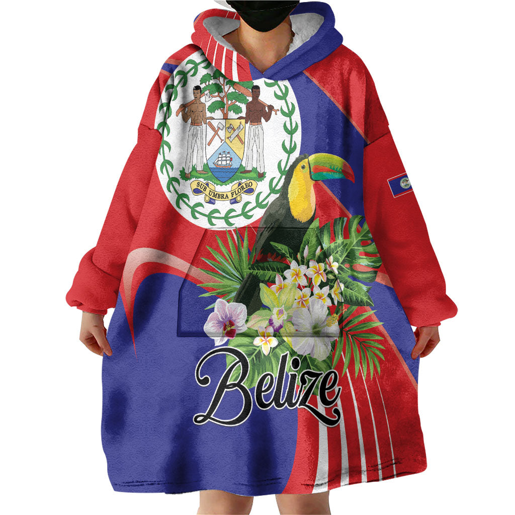 Personalized Belize Toucan Tropical Wearable Blanket Hoodie Happy Independence Day