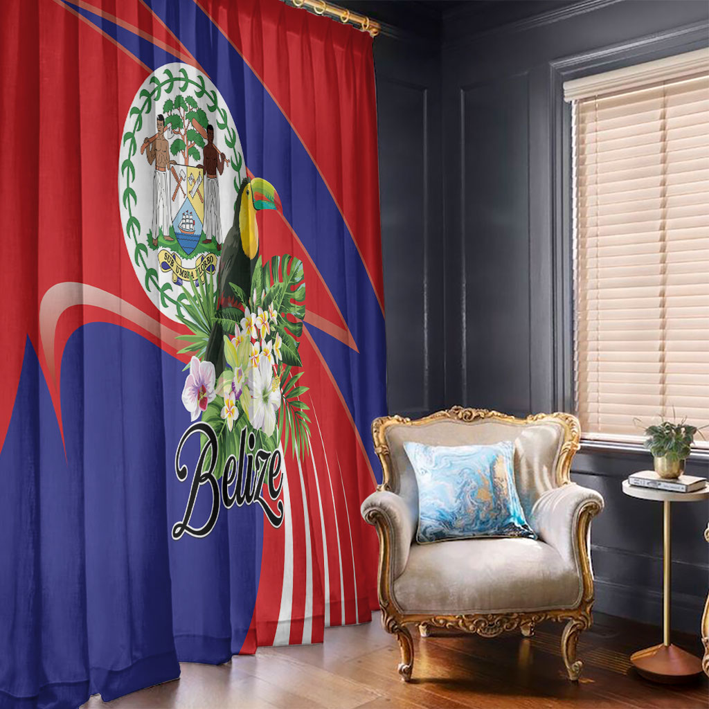 Belize Toucan Tropical Window Curtain Happy Independence Day