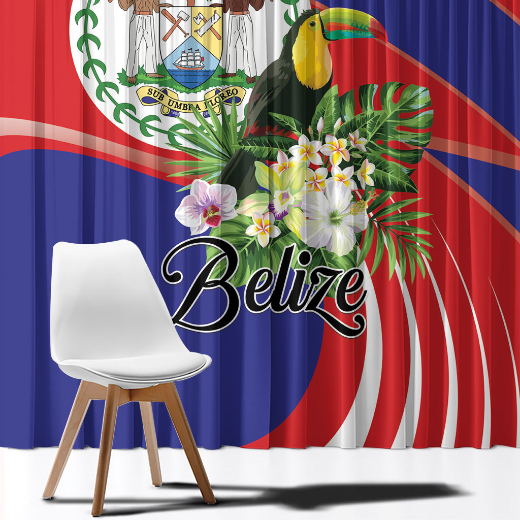 Belize Toucan Tropical Window Curtain Happy Independence Day