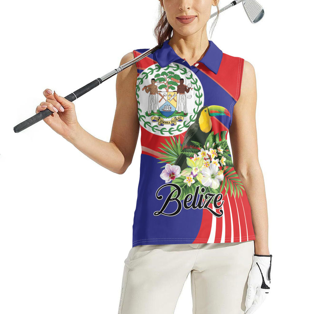 Personalized Belize Toucan Tropical Women Sleeveless Polo Shirt Happy Independence Day