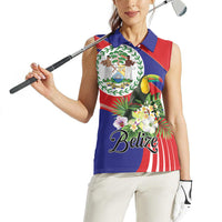 Personalized Belize Toucan Tropical Women Sleeveless Polo Shirt Happy Independence Day