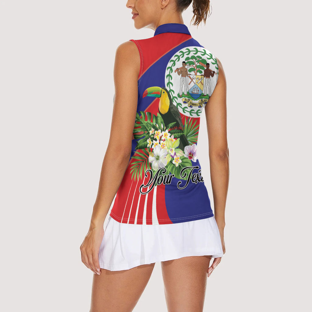 Personalized Belize Toucan Tropical Women Sleeveless Polo Shirt Happy Independence Day