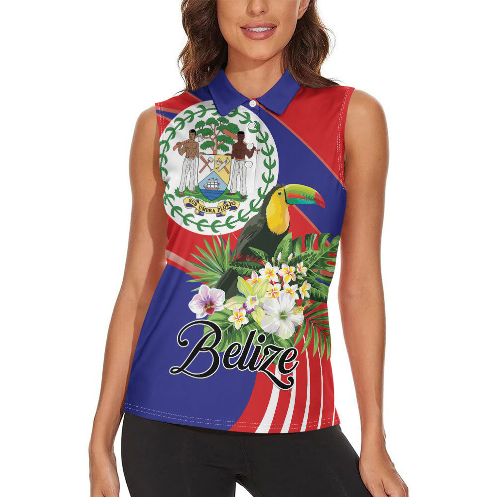 Personalized Belize Toucan Tropical Women Sleeveless Polo Shirt Happy Independence Day