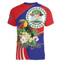 Personalized Belize Toucan Tropical Women V-Neck T-Shirt Happy Independence Day