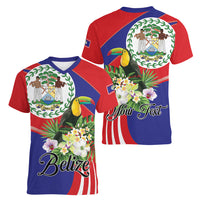 Personalized Belize Toucan Tropical Women V-Neck T-Shirt Happy Independence Day