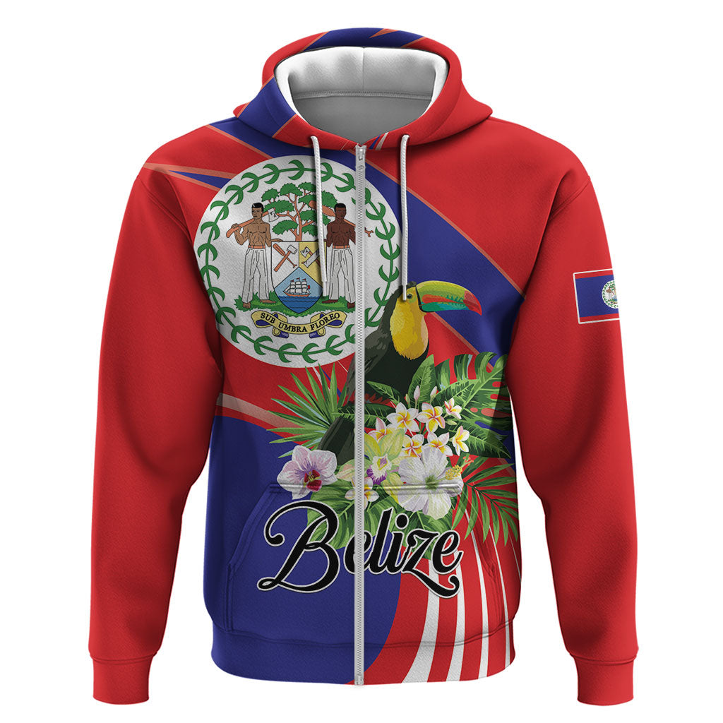 Personalized Belize Toucan Tropical Zip Hoodie Happy Independence Day