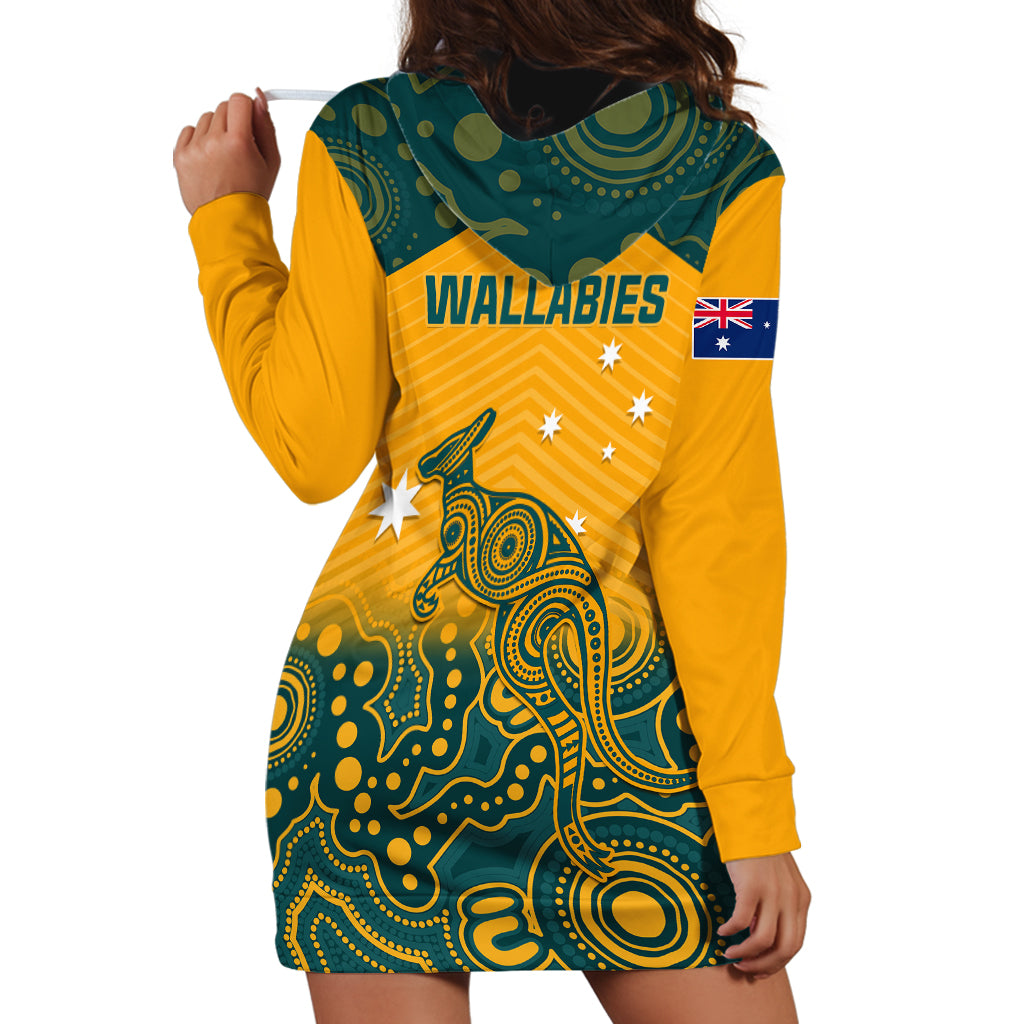 Australia Rugby Hoodie Dress Wallabies Aboriginal Pattern - Wonder Print Shop