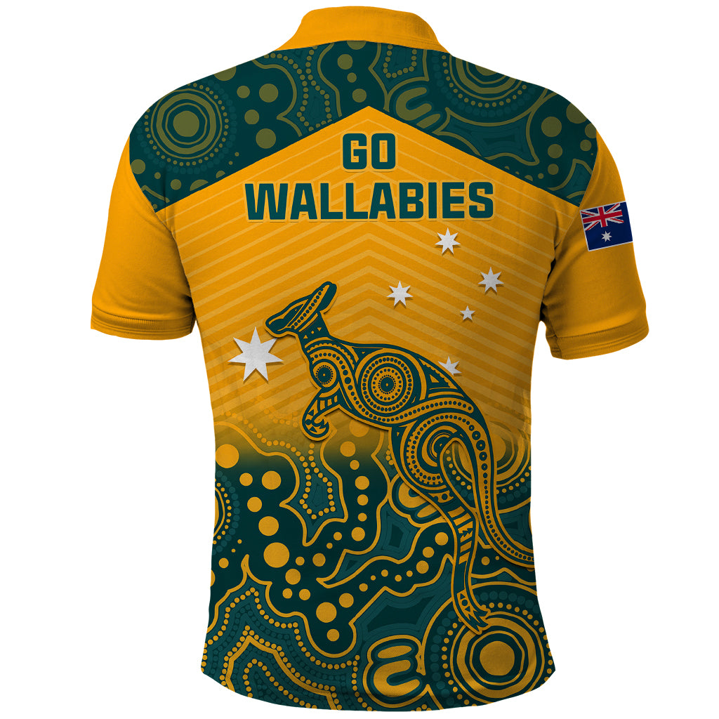 Australia Rugby Polo Shirt Wallabies Aboriginal Pattern - Wonder Print Shop