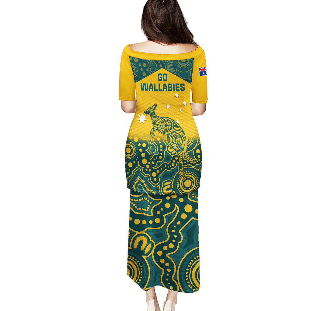 Australia Rugby Puletasi Wallabies Aboriginal Pattern - Wonder Print Shop