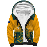 Australia Rugby Sherpa Hoodie Wallabies Aboriginal Pattern - Wonder Print Shop