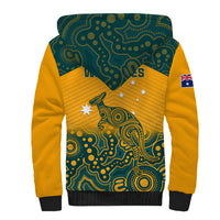 Australia Rugby Sherpa Hoodie Wallabies Aboriginal Pattern - Wonder Print Shop
