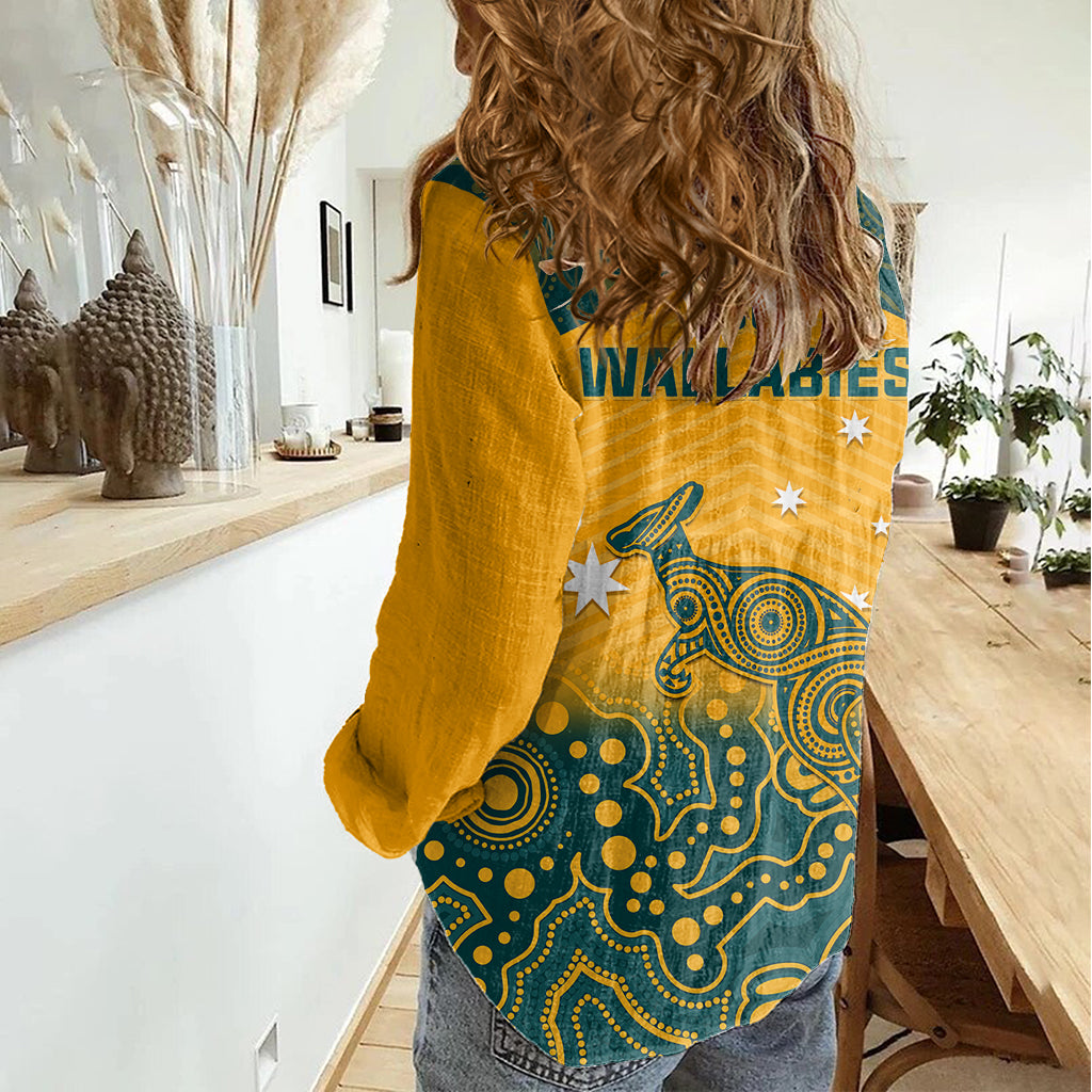 Australia Rugby Women Casual Shirt Wallabies Aboriginal Pattern - Wonder Print Shop