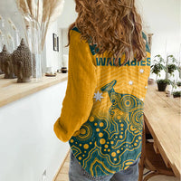 Australia Rugby Women Casual Shirt Wallabies Aboriginal Pattern - Wonder Print Shop