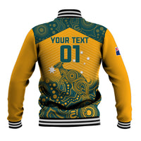 Custom Australia Rugby Baseball Jacket Wallabies Aboriginal Pattern - Wonder Print Shop
