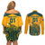 Custom Australia Rugby Couples Matching Off Shoulder Short Dress and Long Sleeve Button Shirts Wallabies Aboriginal Pattern - Wonder Print Shop