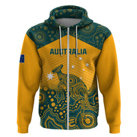 Custom Australia Rugby Hoodie Wallabies Aboriginal Pattern - Wonder Print Shop