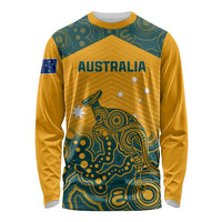 Custom Australia Rugby Long Sleeve Shirt Wallabies Aboriginal Pattern LT01