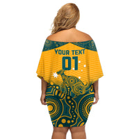 Custom Australia Rugby Off Shoulder Short Dress Wallabies Aboriginal Pattern - Wonder Print Shop