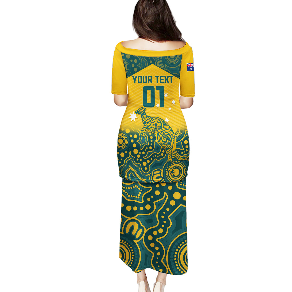 Custom Australia Rugby Puletasi Wallabies Aboriginal Pattern - Wonder Print Shop