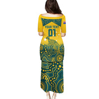 Custom Australia Rugby Puletasi Wallabies Aboriginal Pattern - Wonder Print Shop