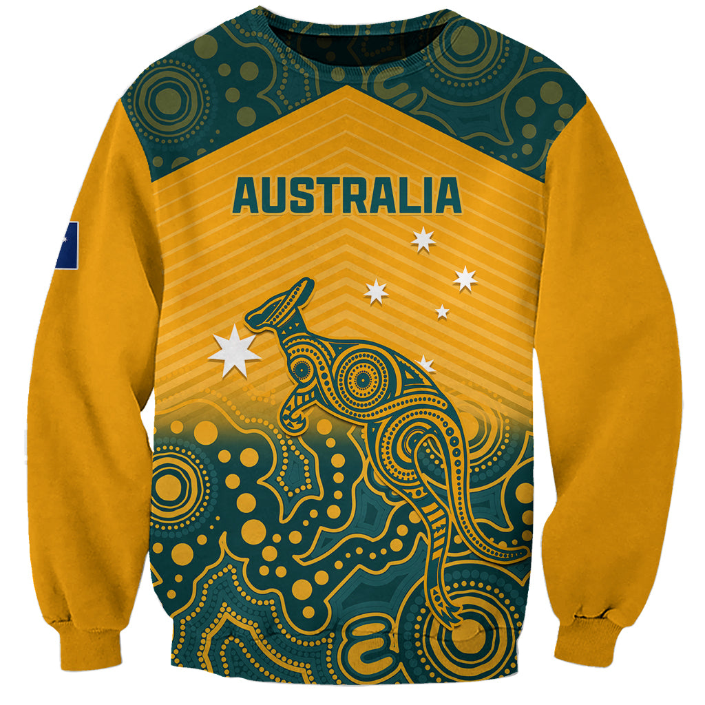 Custom Australia Rugby Sweatshirt Wallabies Aboriginal Pattern - Wonder Print Shop