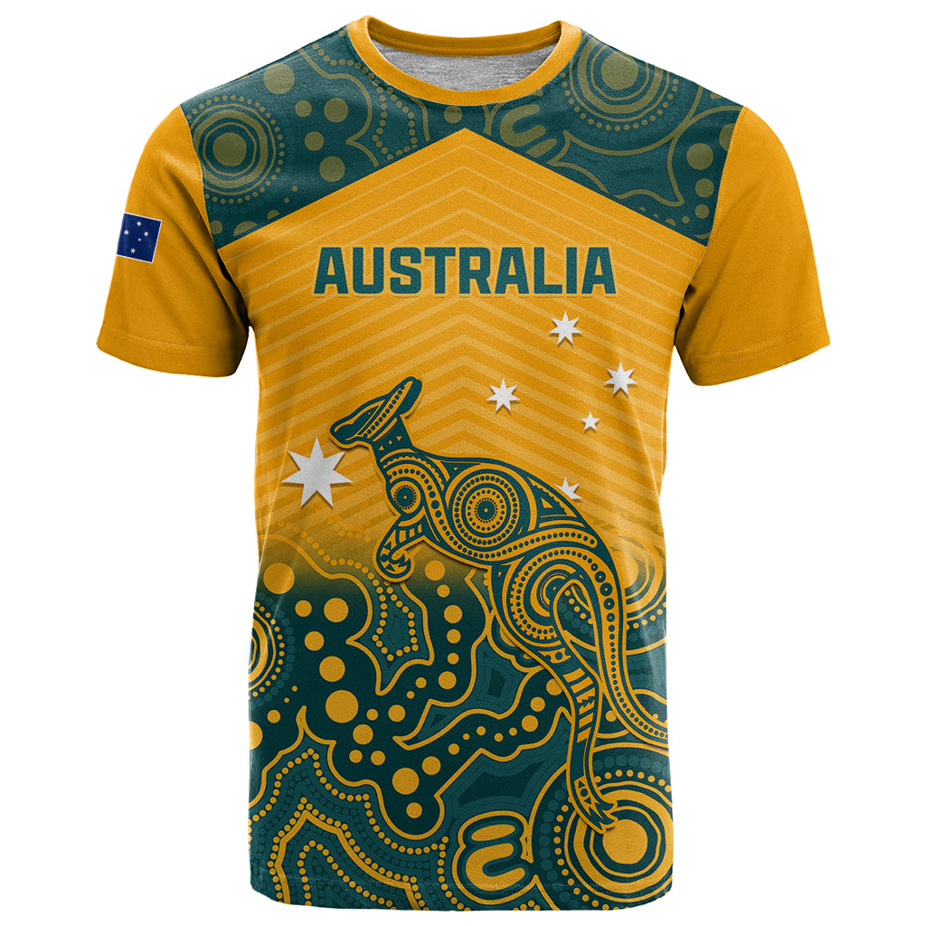 Custom Australia Rugby T Shirt Wallabies Aboriginal Pattern - Wonder Print Shop