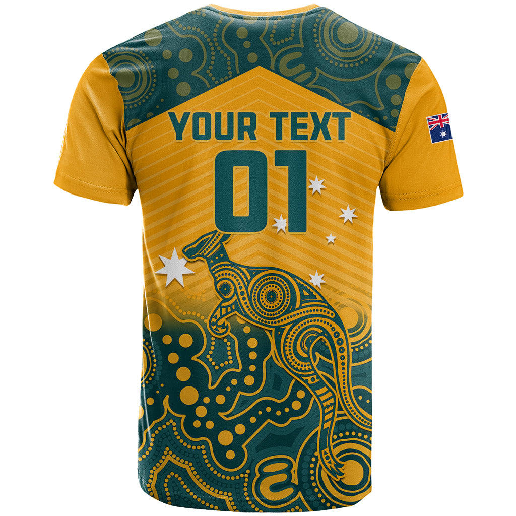 Custom Australia Rugby T Shirt Wallabies Aboriginal Pattern - Wonder Print Shop