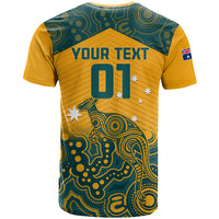 Custom Australia Rugby T Shirt Wallabies Aboriginal Pattern - Wonder Print Shop