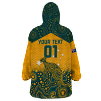 Custom Australia Rugby Wearable Blanket Hoodie Wallabies Aboriginal Pattern - Wonder Print Shop