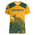 Custom Australia Rugby Women V Neck T Shirt Wallabies Aboriginal Pattern - Wonder Print Shop