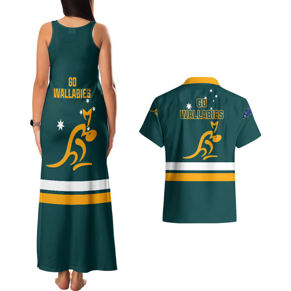 Australia Rugby Couples Matching Tank Maxi Dress and Hawaiian Shirt Wallabies Go 2023 World Cup - Wonder Print Shop