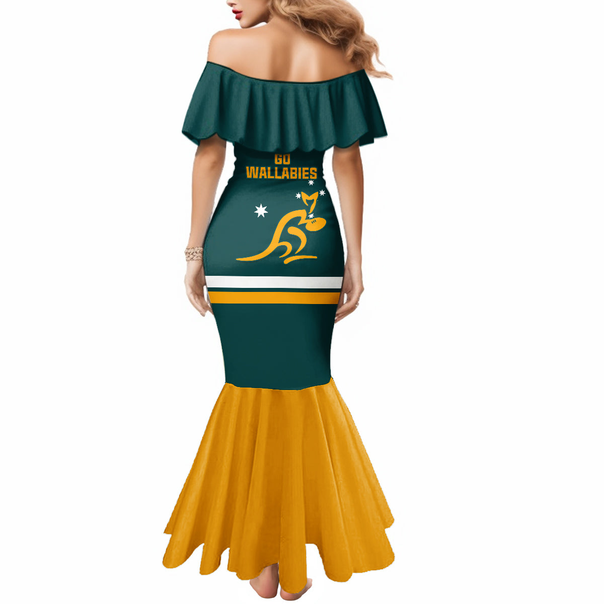 Australia Rugby Mermaid Dress Wallabies Go 2023 World Cup - Wonder Print Shop
