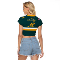 Australia Rugby Raglan Cropped T Shirt Wallabies Go 2023 World Cup - Wonder Print Shop
