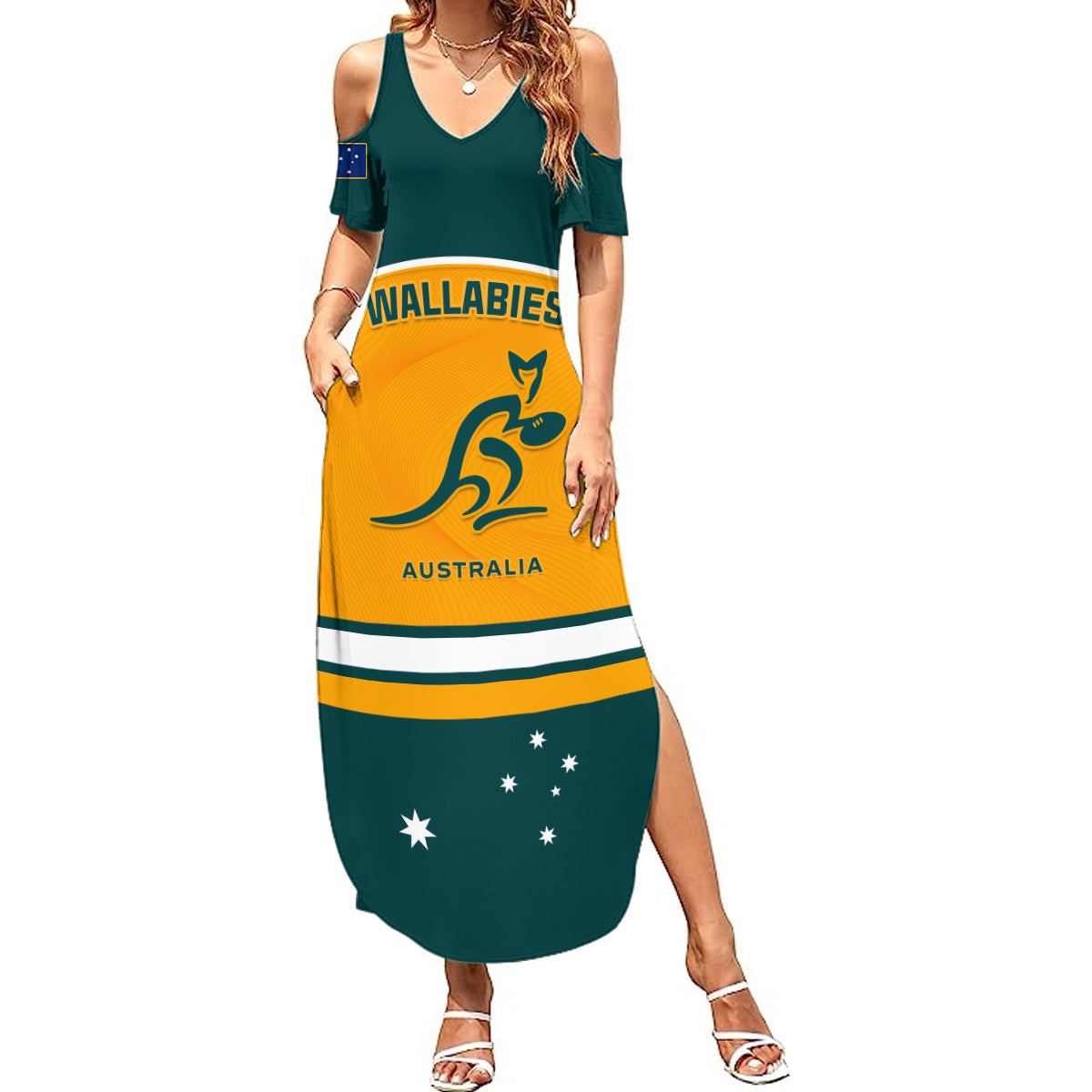Australia Rugby Summer Maxi Dress Wallabies Go 2023 World Cup - Wonder Print Shop