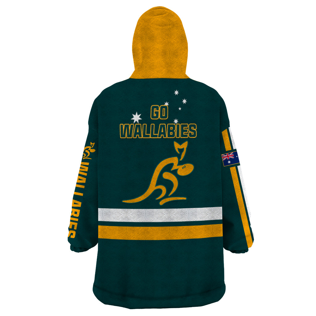 Australia Rugby Wearable Blanket Hoodie Wallabies Go 2023 World Cup - Wonder Print Shop