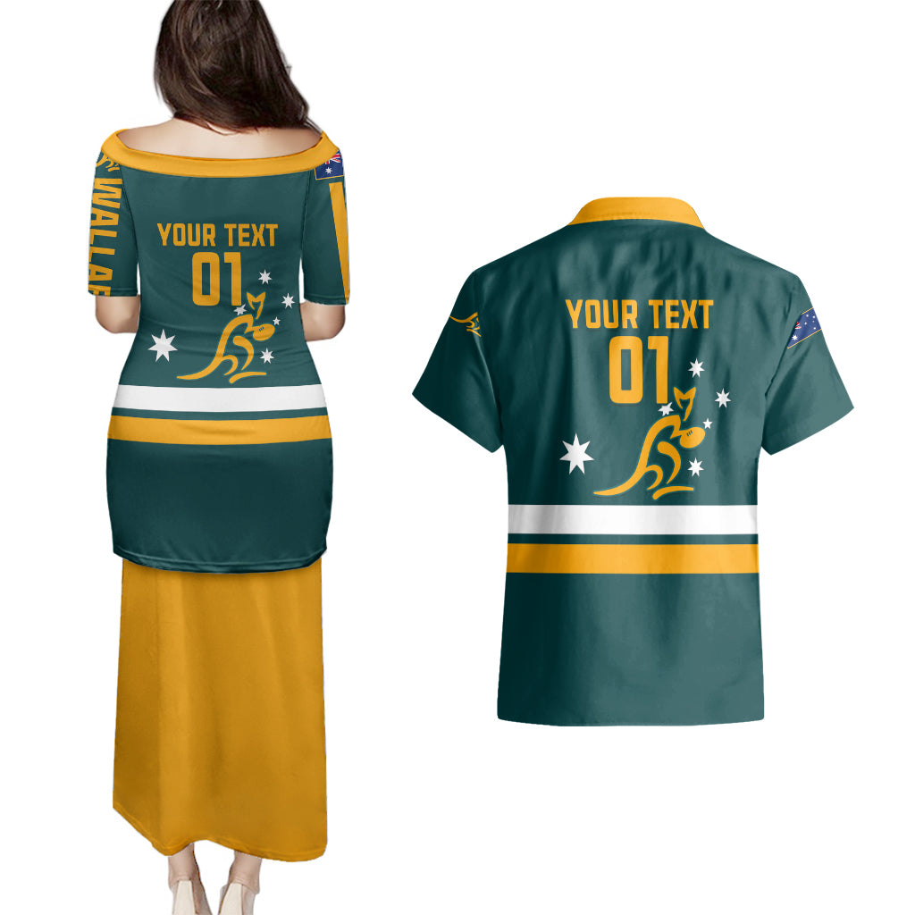 Custom Australia Rugby Couples Matching Puletasi Dress and Hawaiian Shirt Wallabies Go 2023 World Cup - Wonder Print Shop