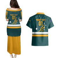Custom Australia Rugby Couples Matching Puletasi Dress and Hawaiian Shirt Wallabies Go 2023 World Cup - Wonder Print Shop