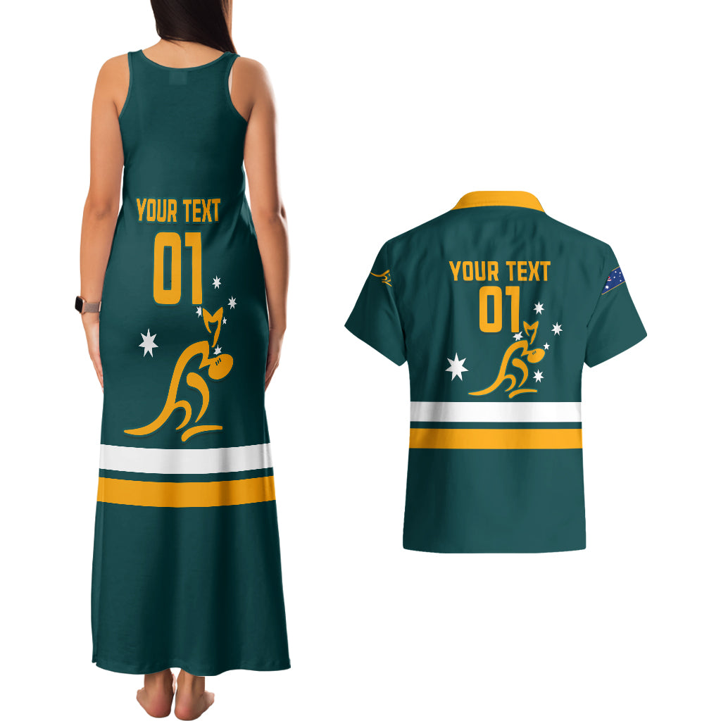 Custom Australia Rugby Couples Matching Tank Maxi Dress and Hawaiian Shirt Wallabies Go 2023 World Cup - Wonder Print Shop