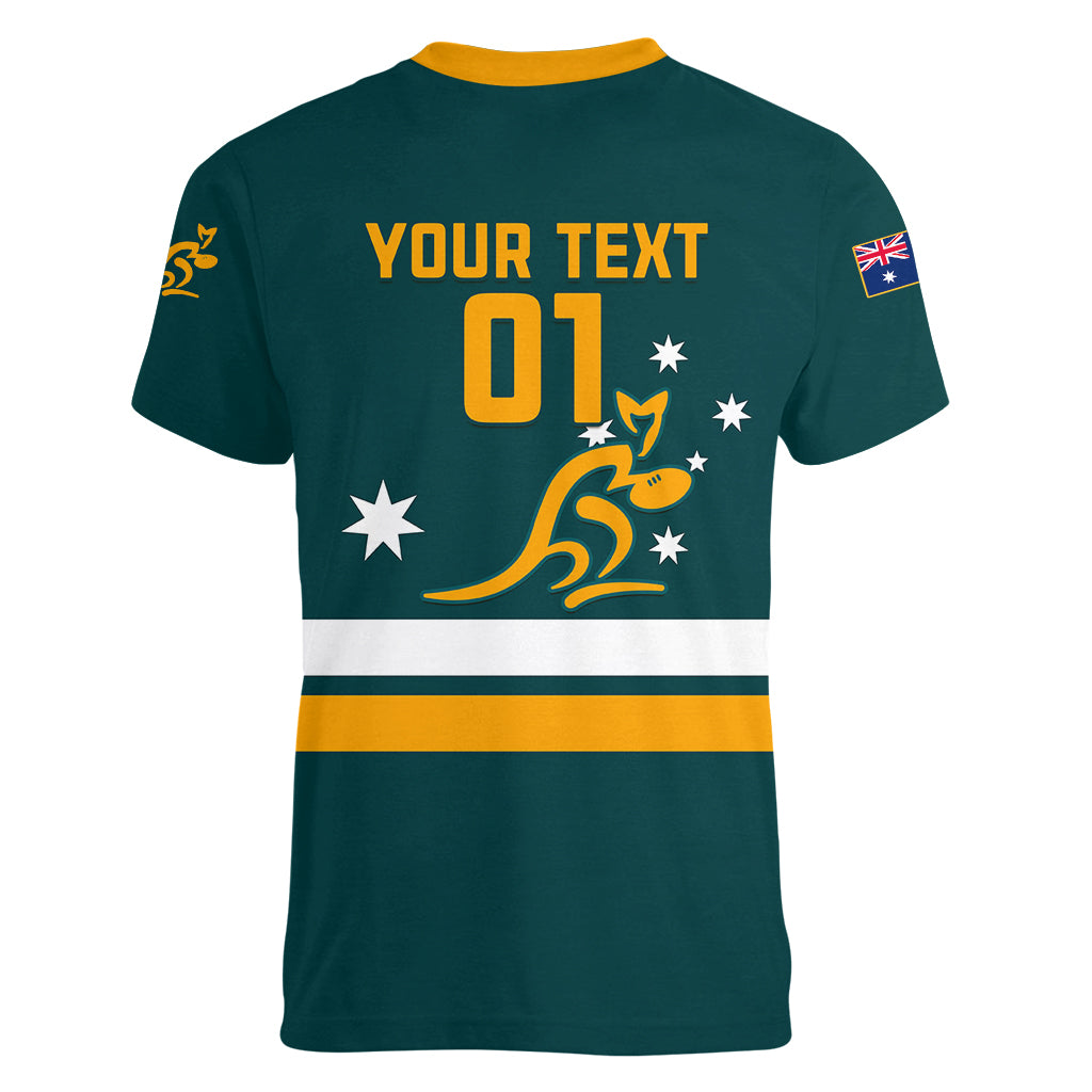 Custom Australia Rugby Women V Neck T Shirt Wallabies Go 2023 World Cup - Wonder Print Shop