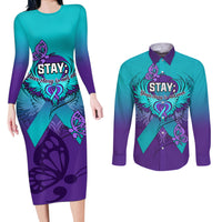 Personalised Stay Your Story is Not Over Suicide Prevention Couples Matching Long Sleeve Bodycon Dress and Long Sleeve Button Shirts - Wonder Print Shop