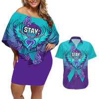 Personalised Stay Your Story is Not Over Suicide Prevention Couples Matching Off Shoulder Short Dress and Hawaiian Shirt - Wonder Print Shop
