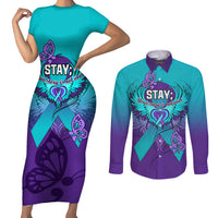 Personalised Stay Your Story is Not Over Suicide Prevention Couples Matching Short Sleeve Bodycon Dress and Long Sleeve Button Shirts - Wonder Print Shop