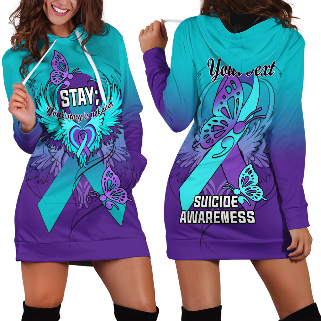 Personalised Stay Your Story is Not Over Suicide Prevention Hoodie Dress - Wonder Print Shop