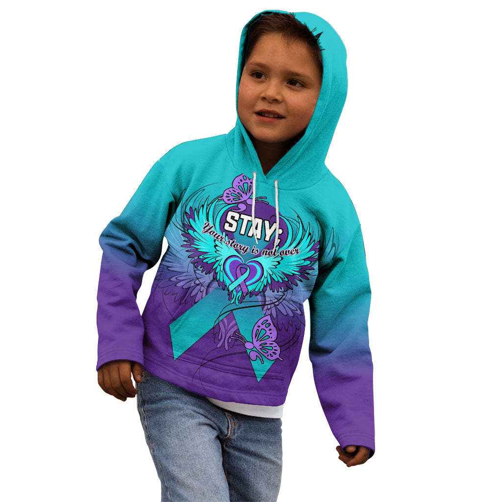 Personalised Stay Your Story is Not Over Suicide Prevention Kid Hoodie - Wonder Print Shop